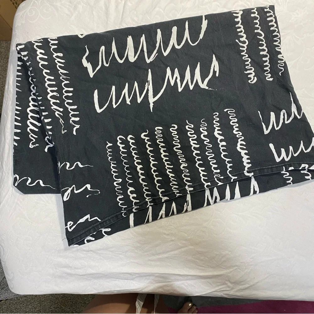 IKEA Pillowcase Black with White Doodle Squiggle Writing Design Scribble